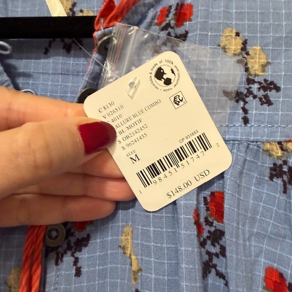 NWT FREE PEOPLE Sundown Cottage Floral Mini Blue Dress Sz M - Picture 6 of 8